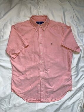 Ralph Lauren Men’s Pink Short-Sleeve Button-Down Oxford Shirt